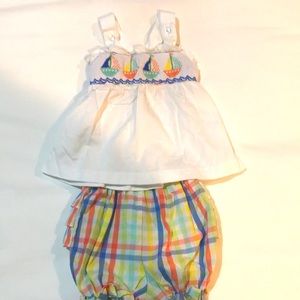 Shrimp and Grits smocked summer two piece outfit